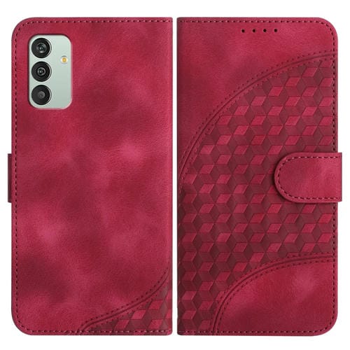Funda para Samsung Galaxy M13 India F13 Yx0060 Cuero con Relieve y Cabeza de Elefante con CordĂłn (Rojo Rosa)