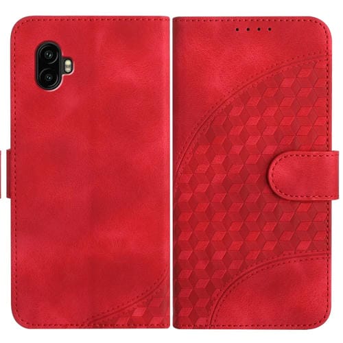 Funda para Samsung Galaxy Xcover6 Pro Yx0060 Cuero Relieve Cabeza de Elefante con CordĂłn (Rojo)