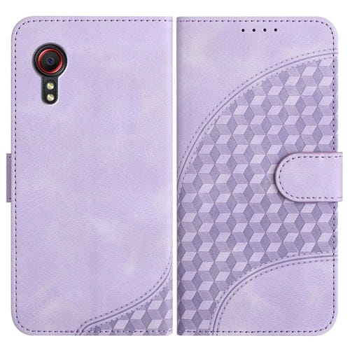 Funda de cuero Samsung Galaxy Xcover 5 Yx0060 con relieve de cabeza de elefante y cordón (Púrpura Claro)