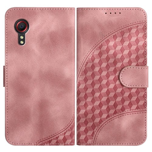 Funda de cuero Samsung Galaxy Xcover 5 Yx0060 con relieve y cabeza de elefante con cordĂłn (Rosa)