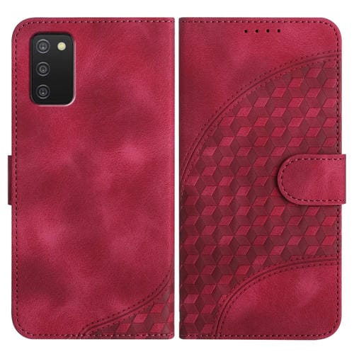 Funda para Samsung Galaxy A03S 166mm Yx0060 Cuero Relieve Cabeza de Elefante Cordón (Rojo Rosa)