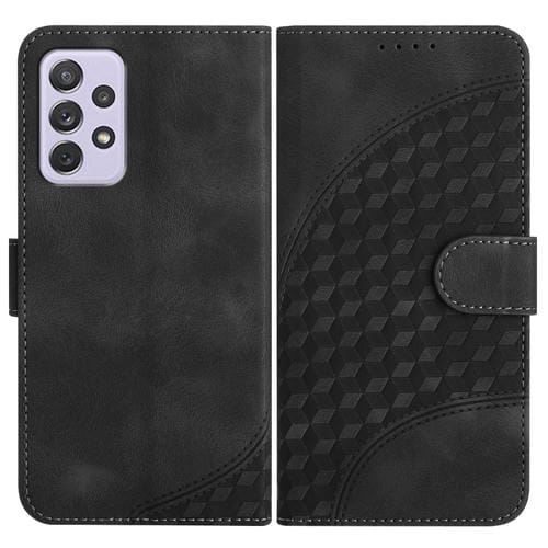 Funda de Cuero Samsung Galaxy A72 4G 5G Yx0060 con Relieve y Cabeza de Elefante con CordĂłn (Negro)
