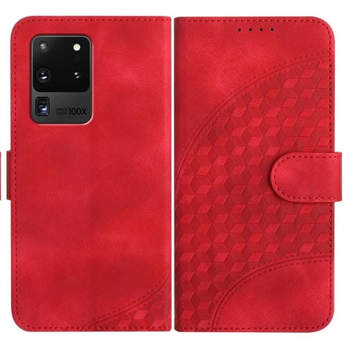 Funda para Samsung Galaxy S20 Ultra 5G Yx0060 Cuero Relieve Cabeza de Elefante con Cordón (Rojo)