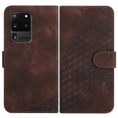 Funda para Samsung Galaxy S20 Ultra 5G Yx0060 Cuero Relieve Cabeza de Elefante con Cordón (Café)