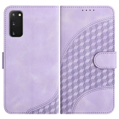 Funda de Cuero Samsung Galaxy S20 Yx0060 con Relieve Cabeza de Elefante y CordĂłn (PĂșrpura Claro)