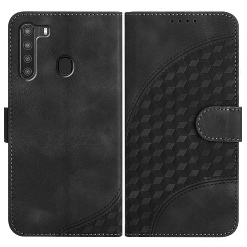 Funda para Samsung Galaxy A21 VersiĂłn UE Yx0060 Cuero Relieve Cabeza de Elefante con CordĂłn (Negro)