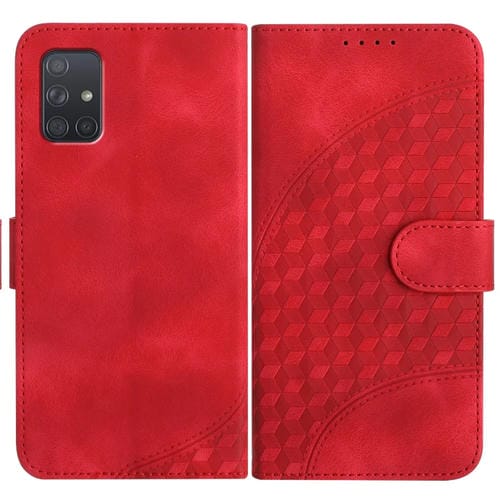 Funda para Samsung Galaxy A71 4G Yx0060 Cuero con Relieve y Cabeza de Elefante con Cordón (Rojo)