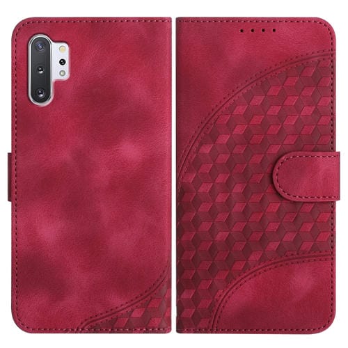 Funda de Cuero Samsung Galaxy Note10 + Yx0060 con Relieve y Cabeza de Elefante con Cordón (Rojo Rosa)