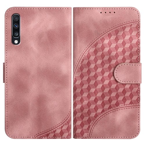 Funda para Teléfono Samsung Galaxy A70 Yx0060 Cuero Relieve Cabeza de Elefante con Cordón (Rosa)