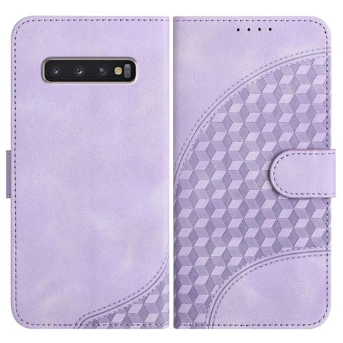 Funda de Cuero Samsung Galaxy S10 + Yx0060 con Relieve de Cabeza de Elefante y Cordón (Púrpura Claro)