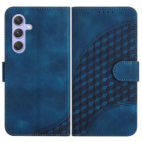 Funda de Cuero Samsung Galaxy A55 Yx0060 con Relieve y Cabeza de Elefante con CordĂłn (Azul Real)