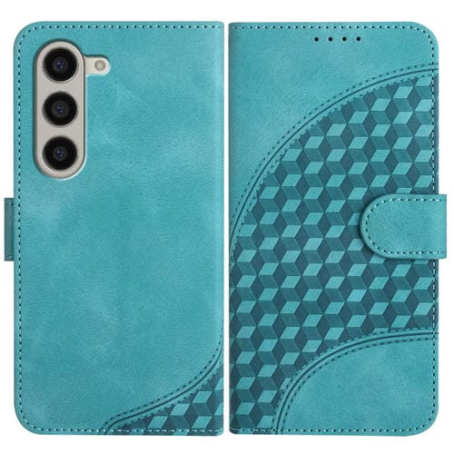 Funda para Samsung Galaxy Z Fold5 5G Yx0060 Cuero con Relieve y Cabeza de Elefante con Cordón (Azul Claro)