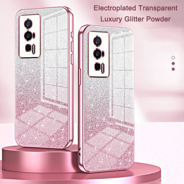 Funda para Xiaomi Civi 5 Pro con purpurina en polvo degradado y galvanizada (transparente)