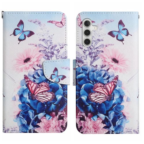 Funda de Cuero Samsung Galaxy A05S Patrón Dibujo Colores (Mariposa Púrpura)
