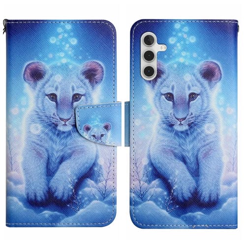 Funda de Cuero Samsung Galaxy A15 con Patrón Dibujo de Colores (Pequeño Leopardo)