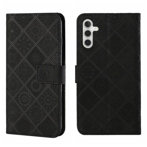 Funda de TelĂ©fono Samsung Galaxy A15 Cuero PatrĂłn en Relieve Estilo Ătnico (Negro)