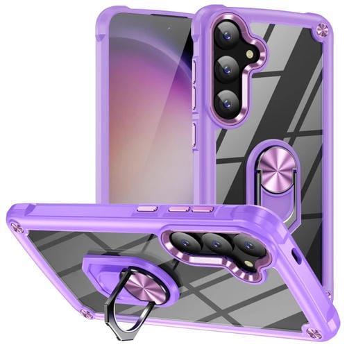 Funda para TelĂ©fono Samsung Galaxy A34 5G TPU + PC con ProtecciĂłn de Lente y Soporte para Anillo (PĂșrpura)