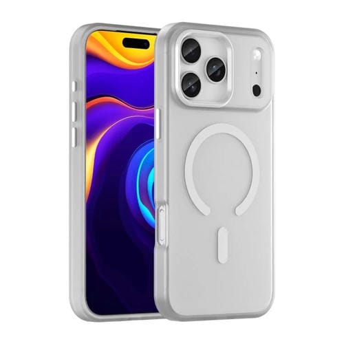 Funda MagSafe translúcida de TPU + PC con cobertura total para iPhone 17 Pro Max (blanca)