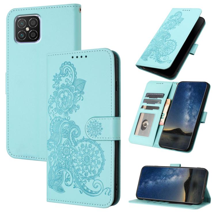Funda de Cuero con Tapa y Diseño Flor de Datura para Huawei Nova 8 Se (Azul Claro)