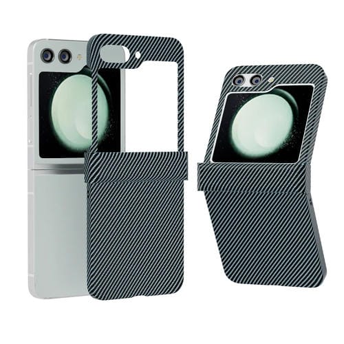 Funda para teléfono Samsung Galaxy Z Flip5 5G con adhesivo de agua y fibra de carbono (Verde)