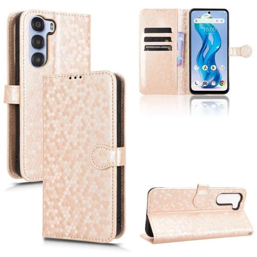 Funda de Cuero para ZTE Nubia S 5G A403Zt con Textura de Puntos Panal (Dorada)