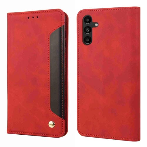 Funda para teléfono Samsung Galaxy A15 Skin Feel Splicing Cuero (Rojo)