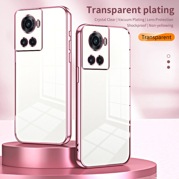 Funda para Teléfono OnePlus Ace / 10R con Orificio Fino y Revestimiento Transparente (Rosa)