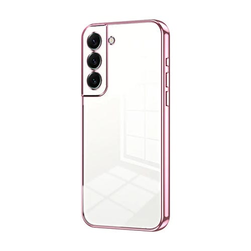 Estuche para Teléfono Samsung Galaxy S22+ 5G Orificio Fino Revestimiento Transparente (Rosa)