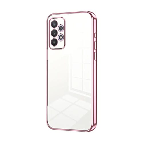 Funda para Teléfono Samsung Galaxy A32 4G con Orificio Fino y Revestimiento Transparente (Rosa)