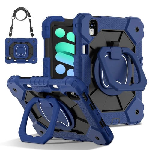 Funda híbrida de silicona Robot para iPad Mini 2024 Mini 6 (Azul Marino y Negro)