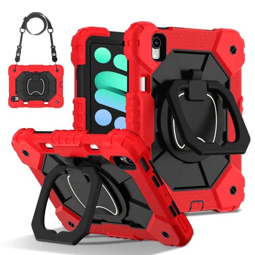 Funda híbrida Silicona Robot para iPad Mini 2024/Mini 6 (Rojo y Negro)