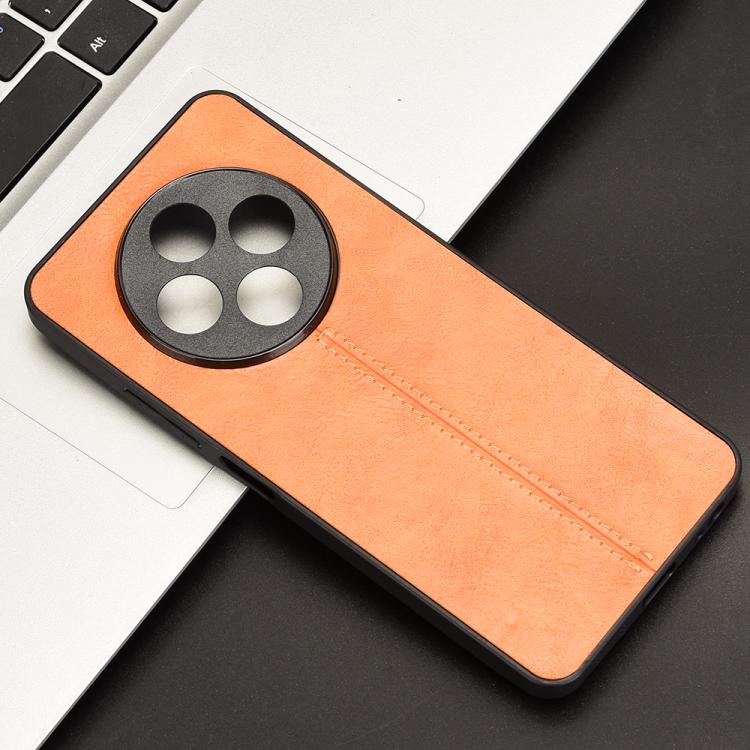 Funda para Teléfono Tecno Spark 30 4G Estampado de Vaca con Costura Trasera (Naranja)