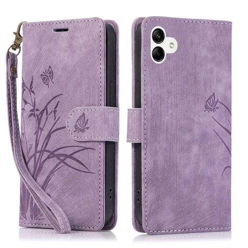 Funda para Teléfono Samsung Galaxy A04 / A04S Cuero Relieve Mariposa Orquídea (Púrpura)