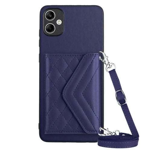 Funda para TelĂ©fono Samsung Galaxy A04E 4G M04 4G Rfid Bolsa para Tarjetas Textura RĂłmbica CordĂłn Largo (PĂșrpura Oscuro)