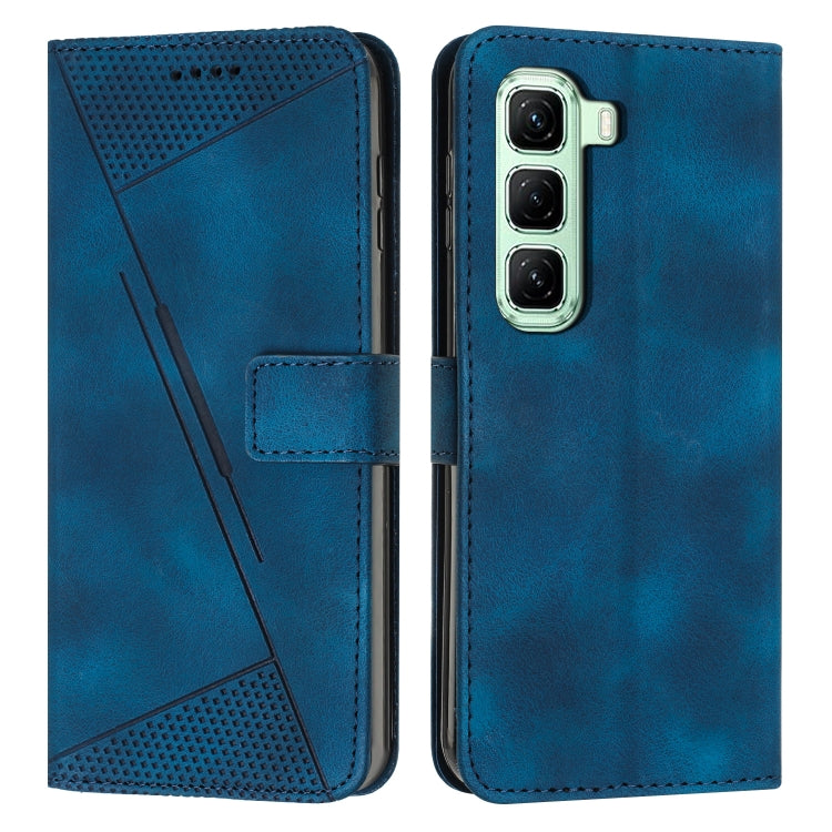 Funda de Cuero Triángulo para Teléfono Infinix Hot 50 Pro+ 4G Dream con Cordón Largo (Azul)