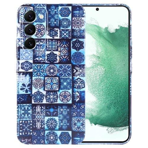 Estuche para Teléfono Samsung Galaxy S22 + 5G PC con Orificio Preciso y Patrón Pintado (Cuadros Verdes)
