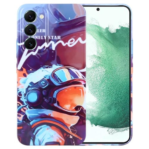 Estuche para Teléfono Samsung Galaxy S22 + 5G PC con Orificio Preciso y Patrón Pintado (Astronauta de Pintura Naranja)