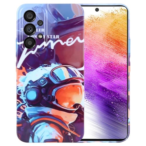 Funda para Teléfono Samsung Galaxy A73 5G PC con Orificio Preciso Patrón Astronauta de Pintura Naranja