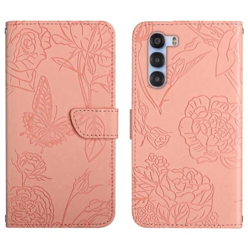 Funda de Piel Relieve Peonía Mariposa para ZTE Nubia S 5G A403Zt (Rosa)