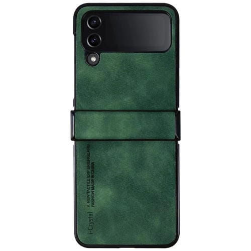 Estuche plegable para Samsung Galaxy Z Flip3 5G I.Crystal Lambskin tres piezas (Verde)