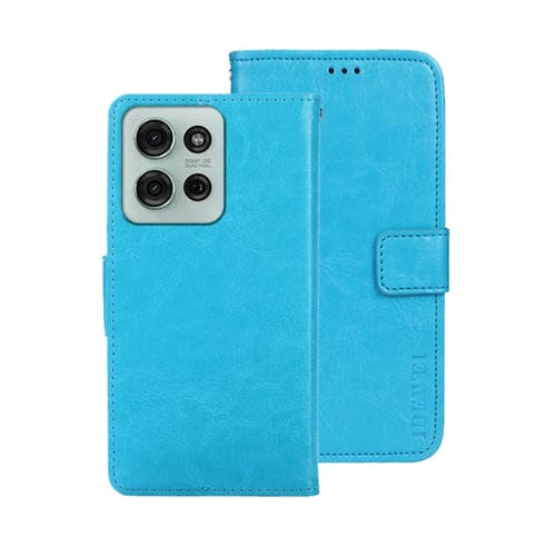 Funda de Cuero Crazy Horse para Motorola Moto G75 5G (Azul Cielo)