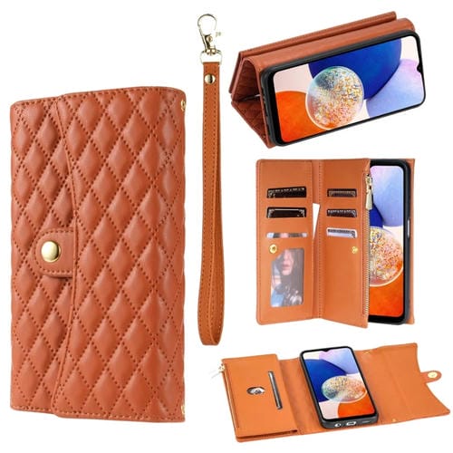 Funda para TelĂ©fono Samsung Galaxy A34 5G con Billetera de MĂșltiples Tarjetas y Cremallera (MarrĂłn)