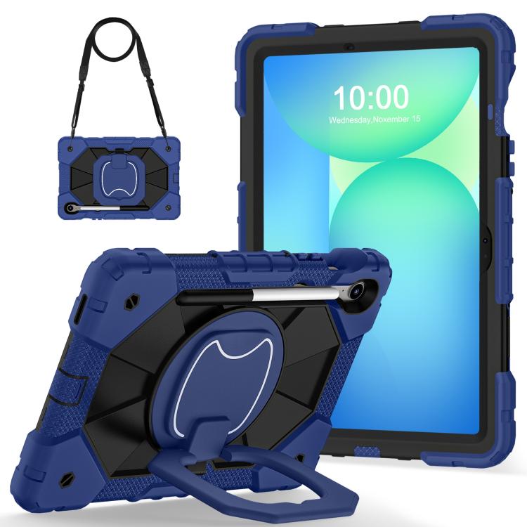 Funda híbrida de silicona con diseño de robot para Samsung Galaxy Tab S10 FE/S9 (negro marino)