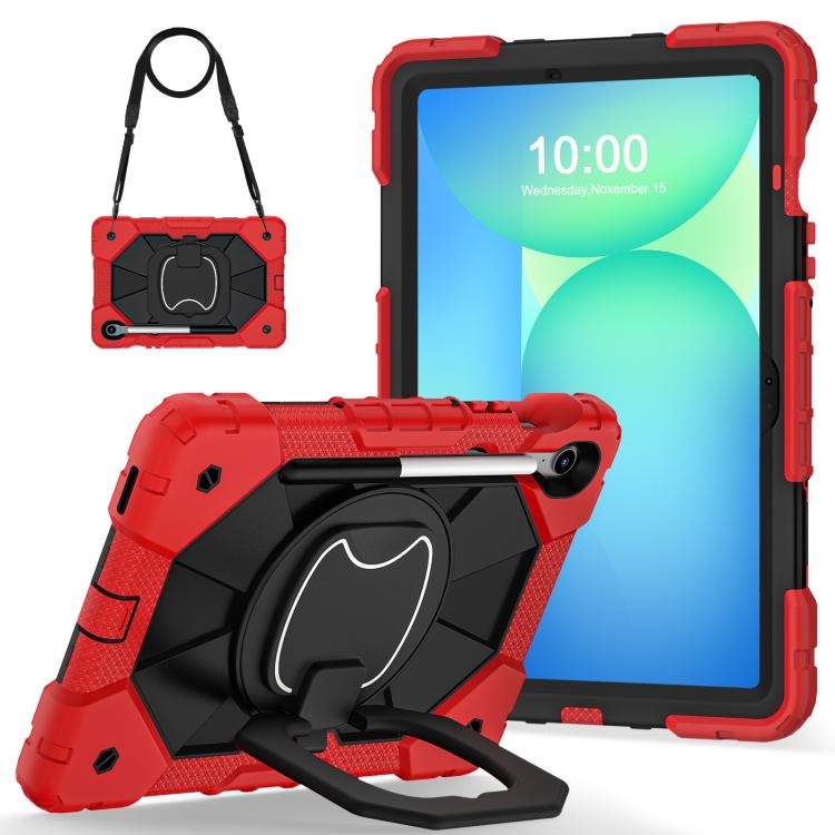 Funda híbrida de silicona con diseño de robot para Samsung Galaxy Tab S10 FE/S9 (rojo y negro)