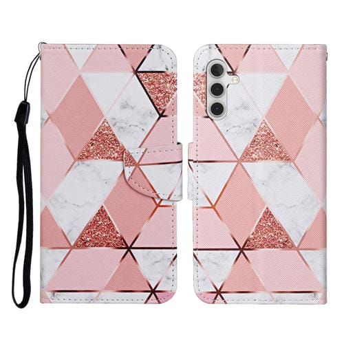 Funda de Cuero para Samsung Galaxy A55 con Tapa y Patrón de Dibujo de Colores (Mármol)