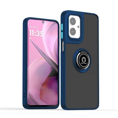 Funda TPU + PC con Anillo para Motorola Moto G55 Q Shadow 1 Series (Azul Real)