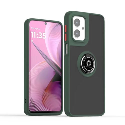 Funda TPU + PC con Anillo para Motorola Moto G55 Q Shadow 1 Series (Verde Oscuro)