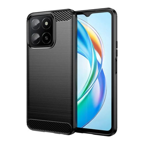 Funda de Teléfono TPU con Textura Cepillada Fibra de Carbono para Honor X5B Plus (Negra)