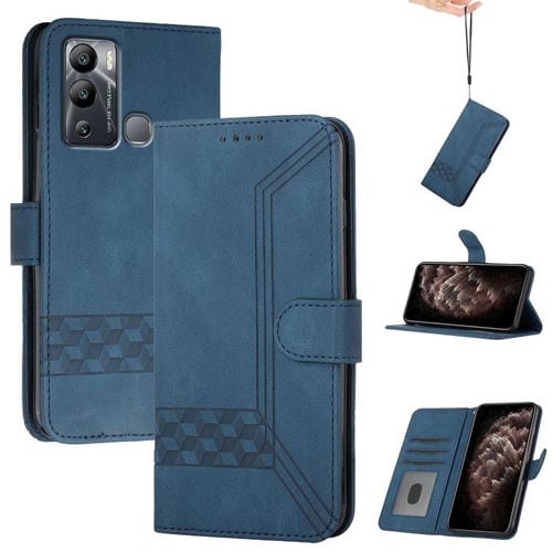 Funda de Cuero con Tapa y Tacto de Piel Cúbica para Teléfono Infinix Hot 12I (Azul)