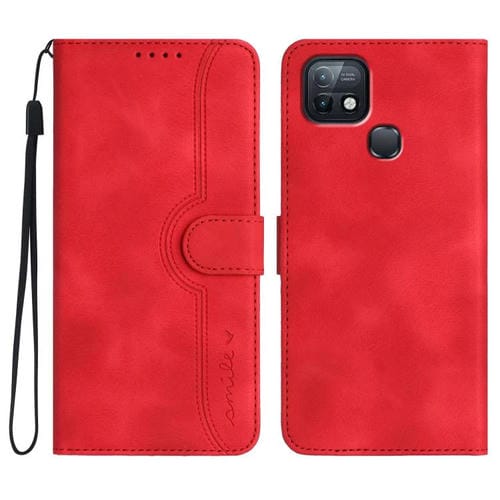 Funda de Cuero para Infinix Hot 10I con Diseño de Corazón y Tacto Agradable (Rojo)